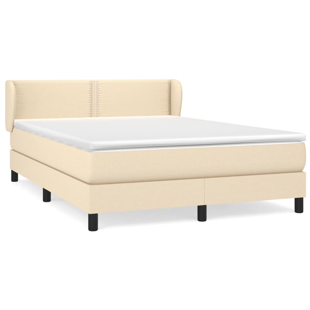 Box spring bed with mattress cream 140x200 cm fabric