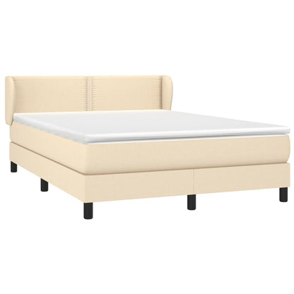 Box spring bed with mattress cream 140x200 cm fabric