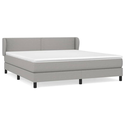 Box spring bed with mattress light grey 160x200 cm fabric