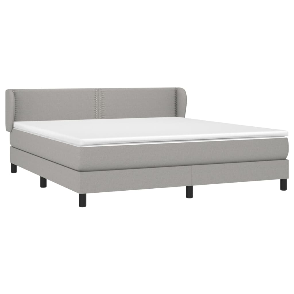 Box spring bed with mattress light grey 160x200 cm fabric