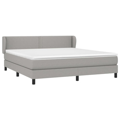 Box spring bed with mattress light grey 160x200 cm fabric