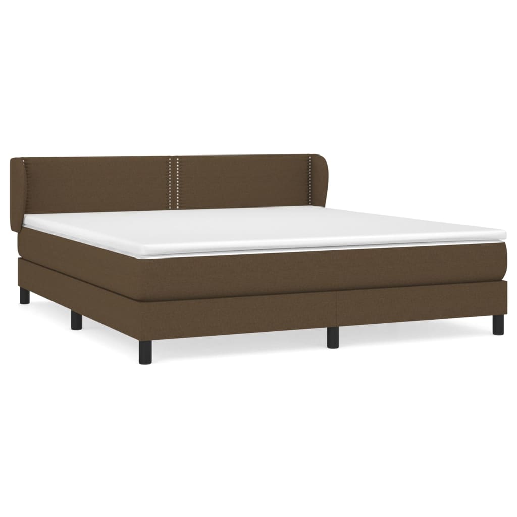 Box spring bed with mattress dark brown 180x200 cm fabric