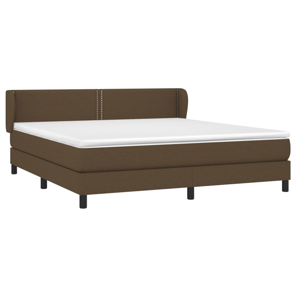 Box spring bed with mattress dark brown 180x200 cm fabric