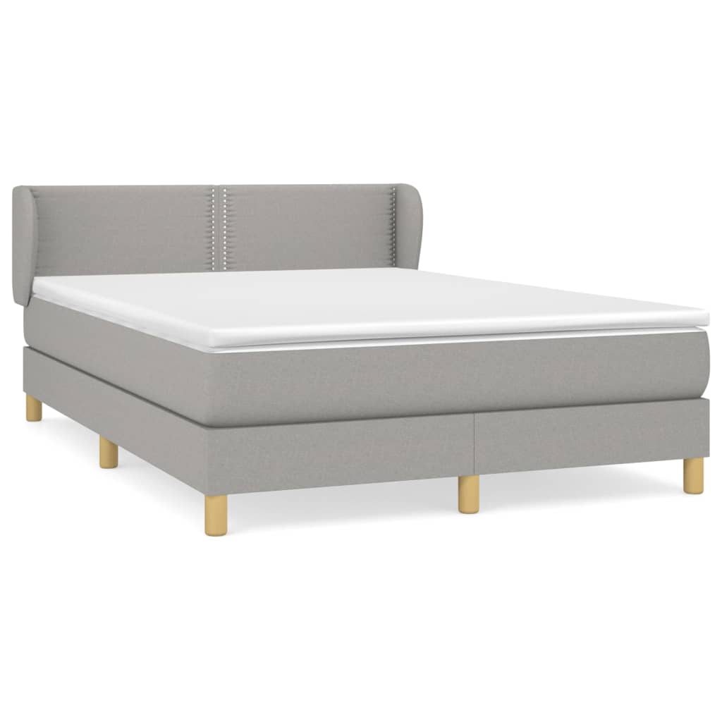 Box spring bed with mattress light grey 140x200 cm fabric