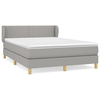 Box spring bed with mattress light grey 140x200 cm fabric