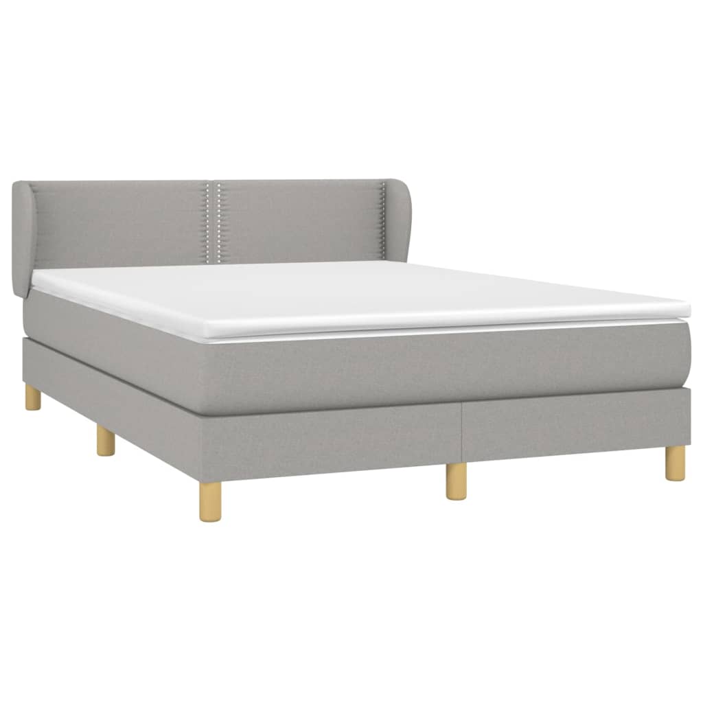 Box spring bed with mattress light grey 140x200 cm fabric