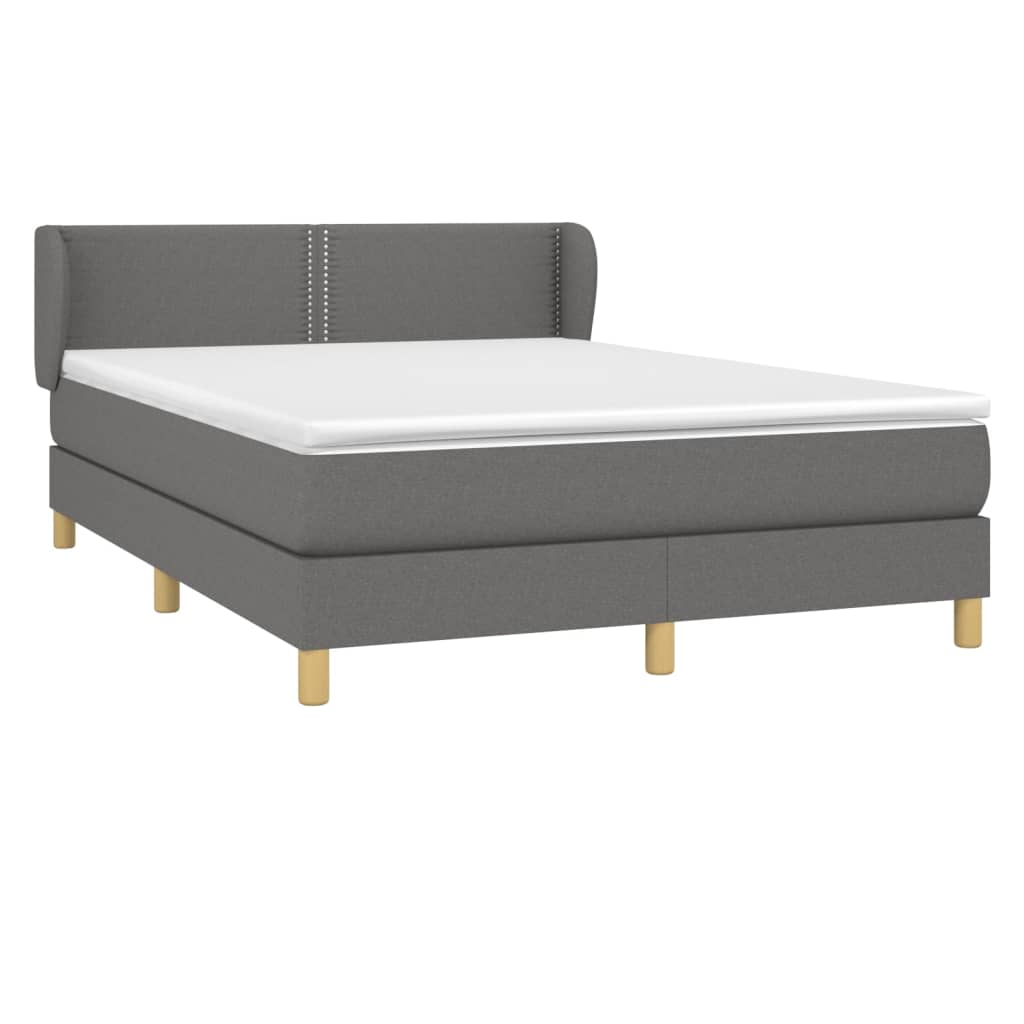 Box spring bed with mattress dark grey 140x200 cm fabric