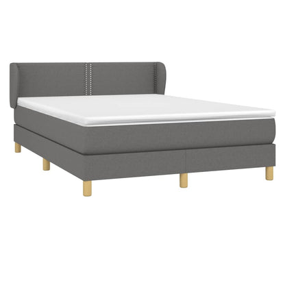 Box spring bed with mattress dark grey 140x200 cm fabric