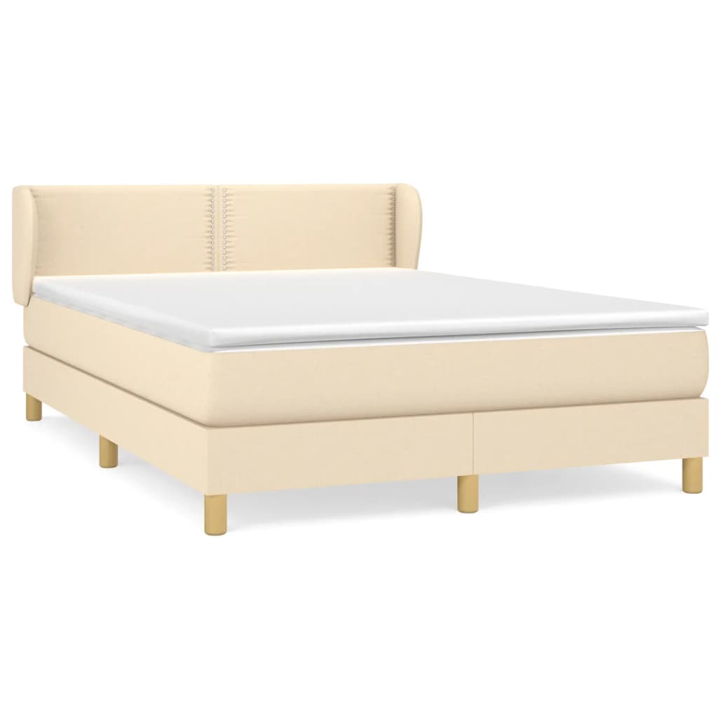 Box spring bed with mattress cream 140x200 cm fabric