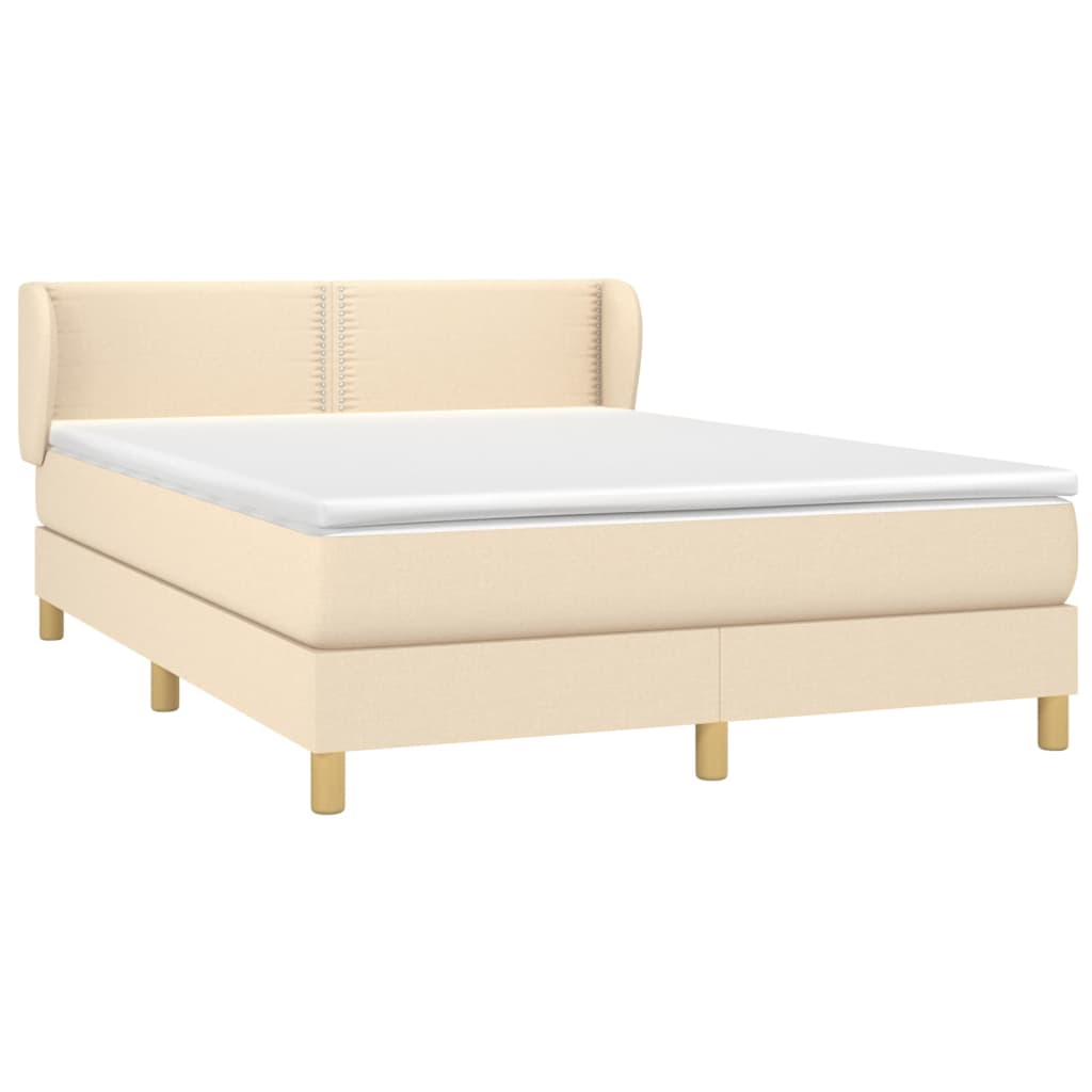 Box spring bed with mattress cream 140x200 cm fabric