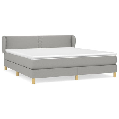 Box spring bed with mattress light grey 160x200 cm fabric