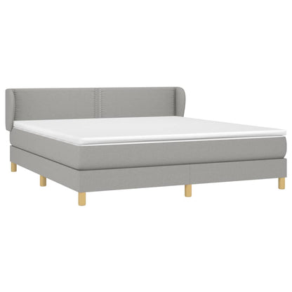 Box spring bed with mattress light grey 160x200 cm fabric