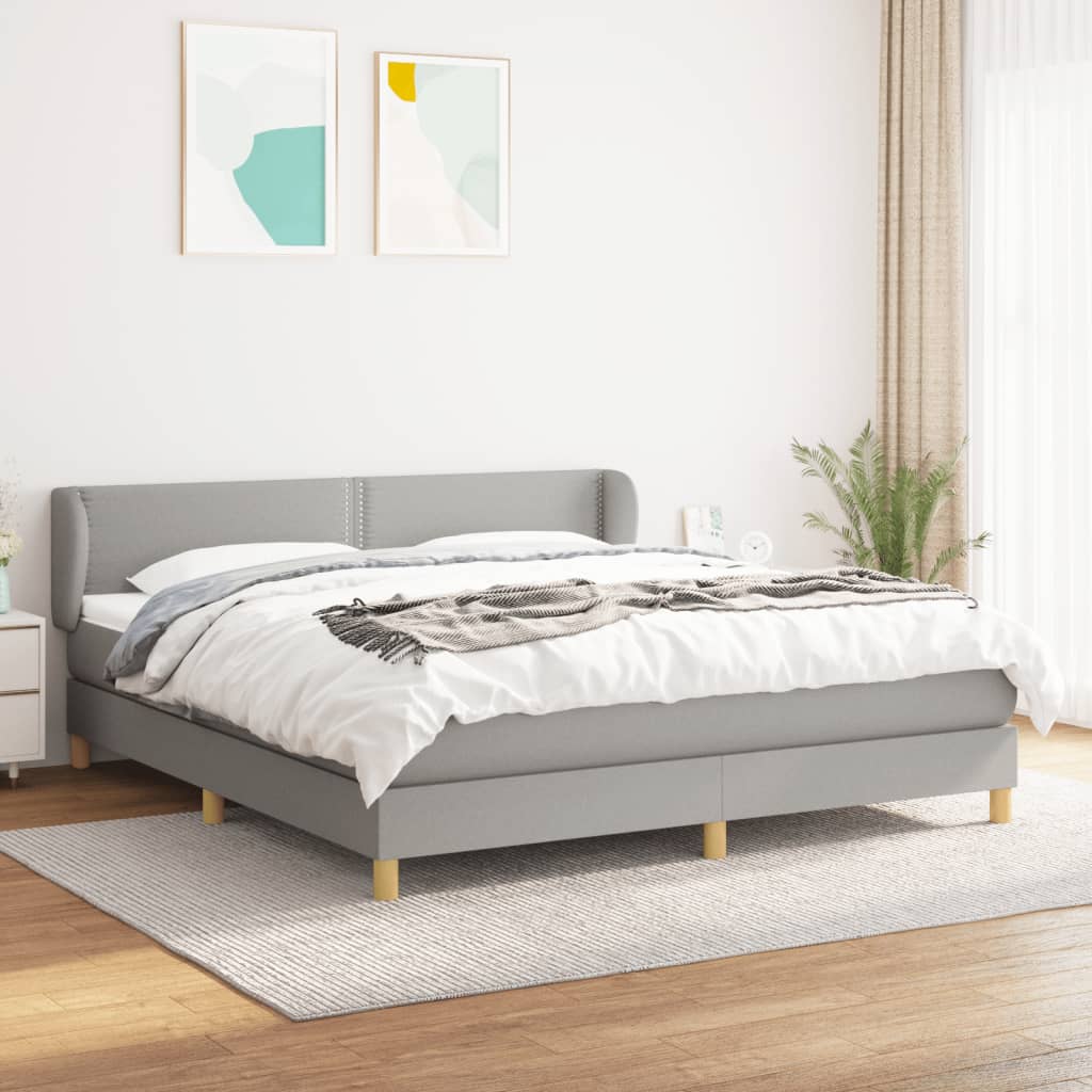 Box spring bed with mattress light grey 160x200 cm fabric