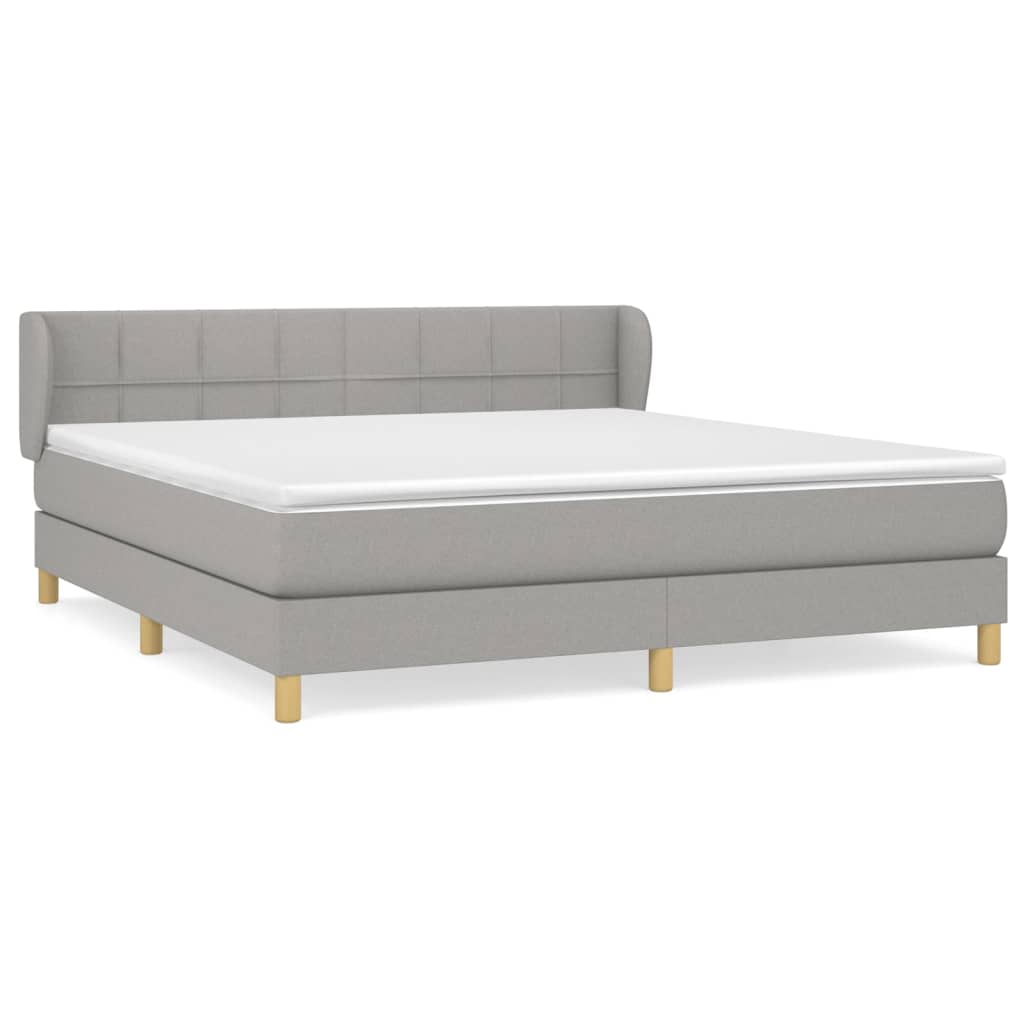 Box spring bed with mattress light grey 160x200 cm fabric