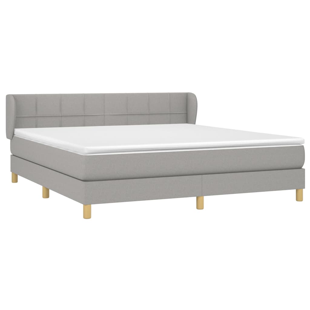 Box spring bed with mattress light grey 160x200 cm fabric