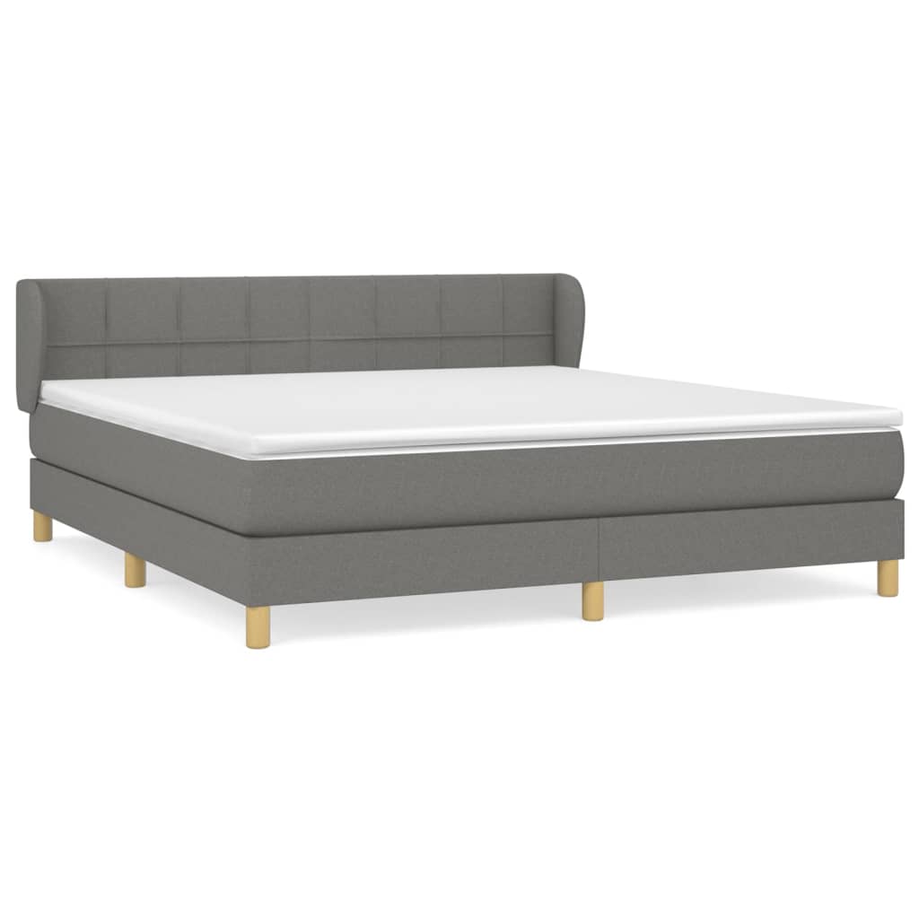 Box spring bed with mattress dark grey 160x200 cm fabric