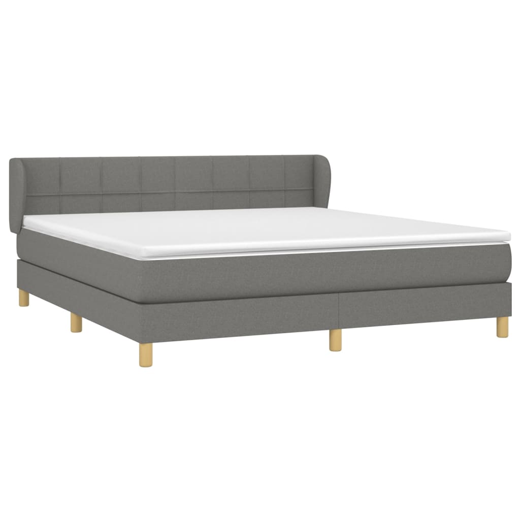 Box spring bed with mattress dark grey 160x200 cm fabric