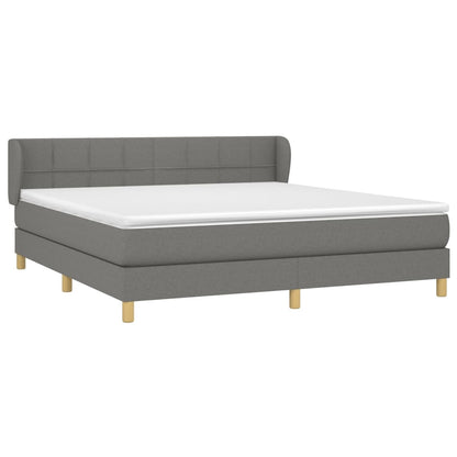 Box spring bed with mattress dark grey 160x200 cm fabric