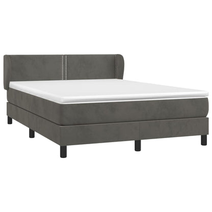 Box spring bed with mattress dark grey 140x200 cm velvet