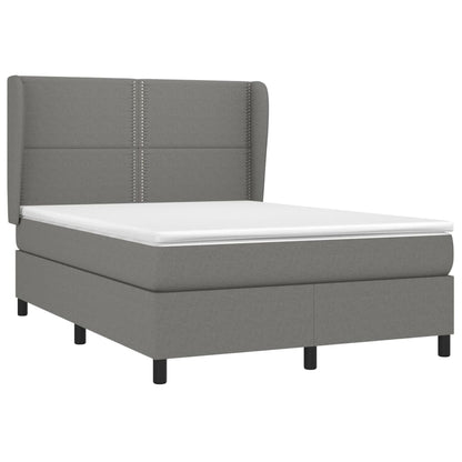Box spring bed with mattress dark grey 140x200 cm fabric