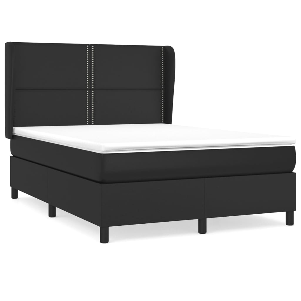 Box spring bed with mattress black 140x200 cm artificial leather