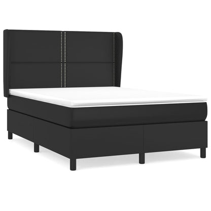 Box spring bed with mattress black 140x200 cm artificial leather