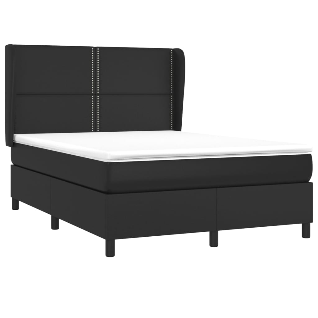 Box spring bed with mattress black 140x200 cm artificial leather