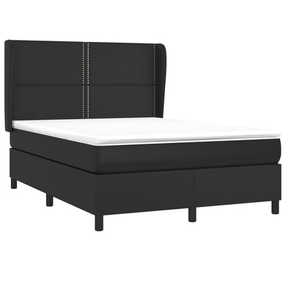 Box spring bed with mattress black 140x200 cm artificial leather