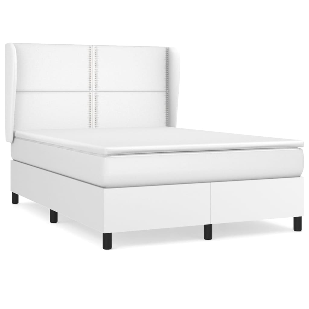 Box spring bed with mattress white 140x200 cm artificial leather