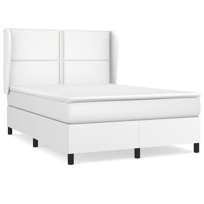 Box spring bed with mattress white 140x200 cm artificial leather