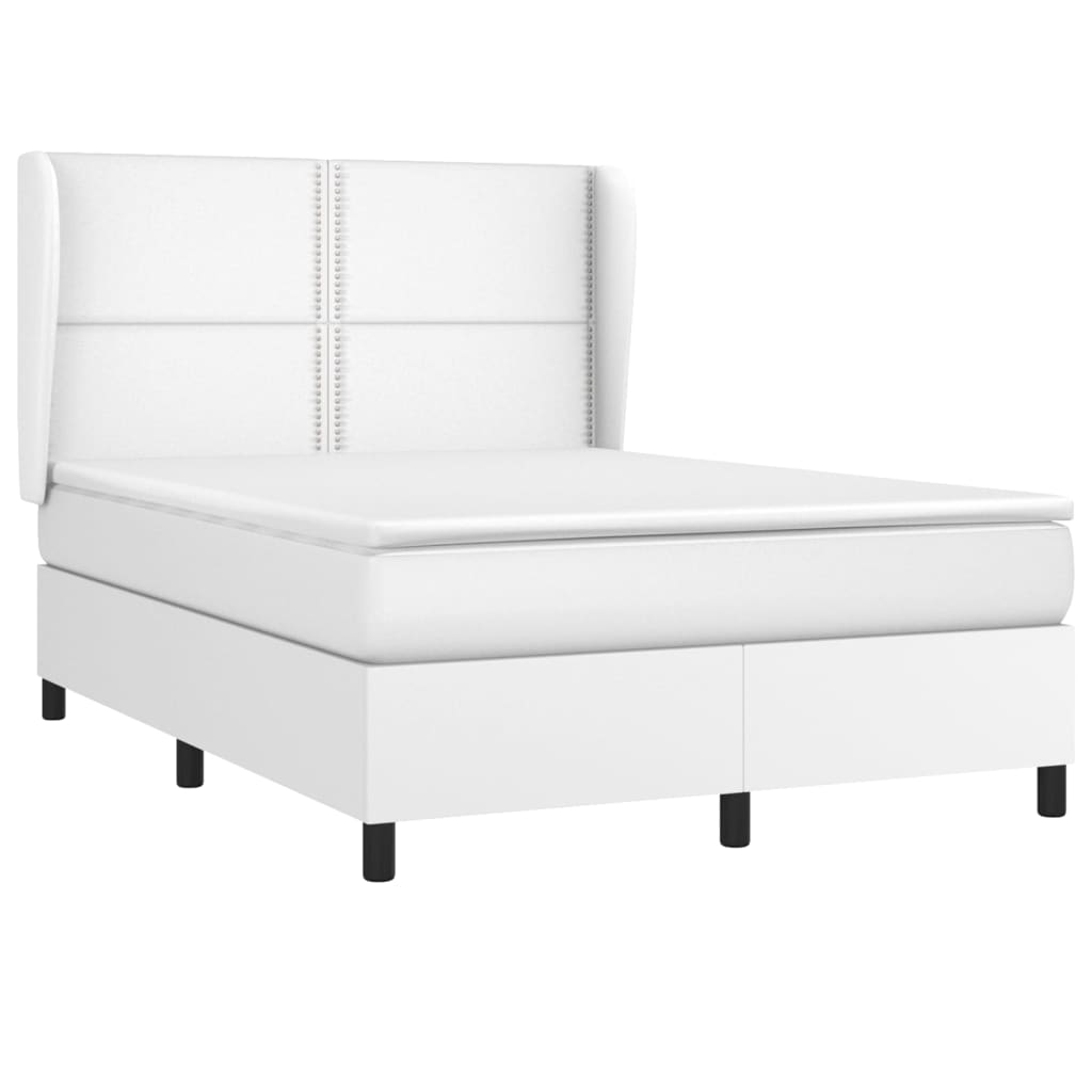 Box spring bed with mattress white 140x200 cm artificial leather