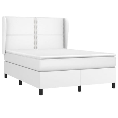 Box spring bed with mattress white 140x200 cm artificial leather