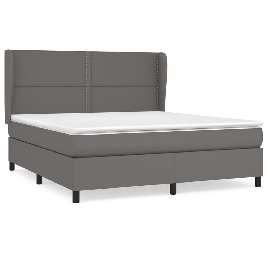 Box spring bed with mattress grey 160x200 cm artificial leather