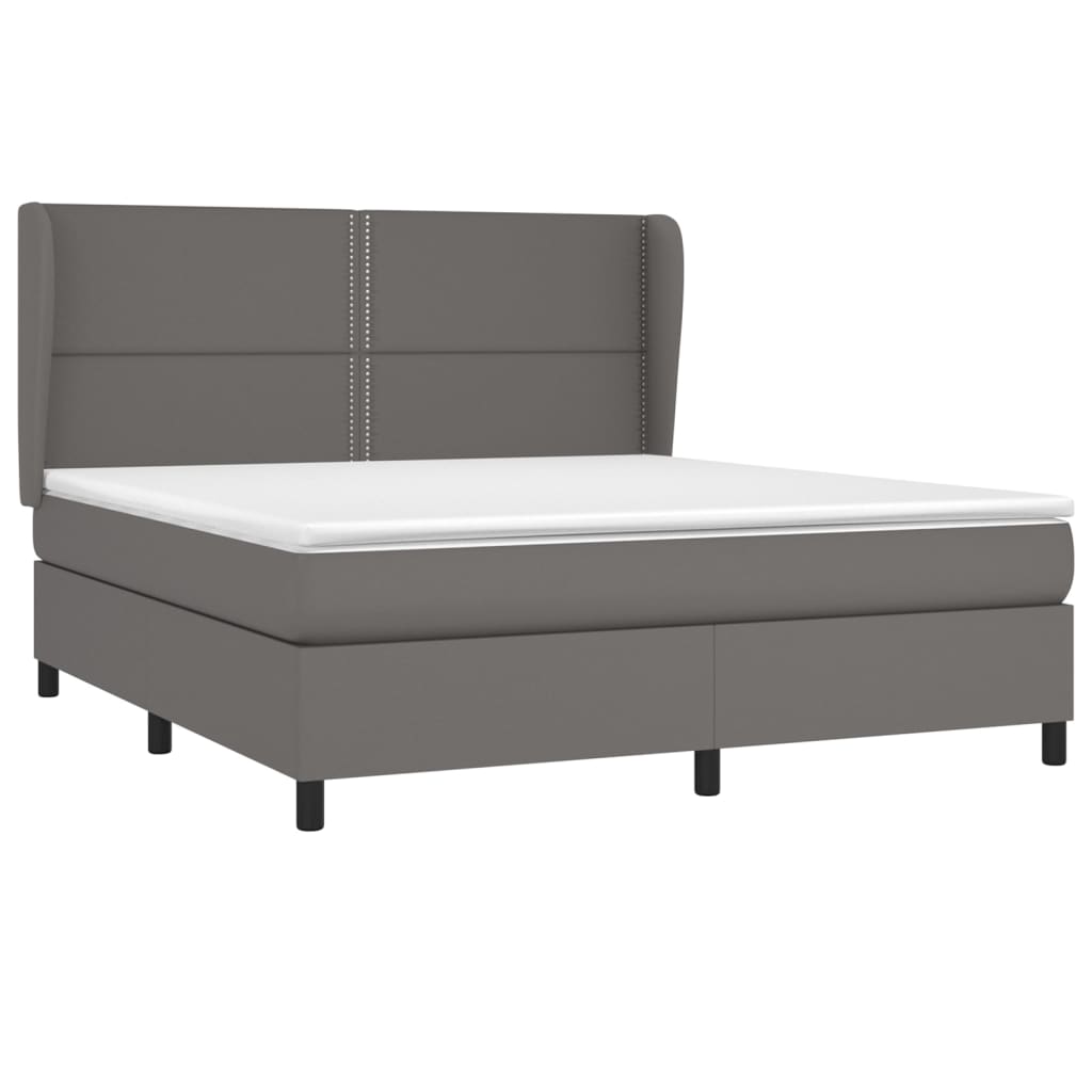 Box spring bed with mattress grey 160x200 cm artificial leather