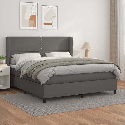 Box spring bed with mattress grey 160x200 cm artificial leather