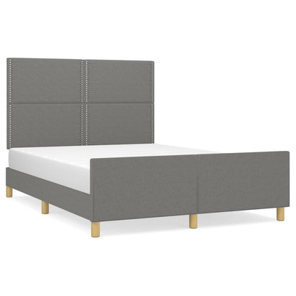 Bed frame with headboard dark grey 140x200 cm fabric