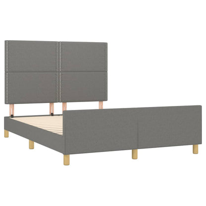 Bed frame with headboard dark grey 140x200 cm fabric