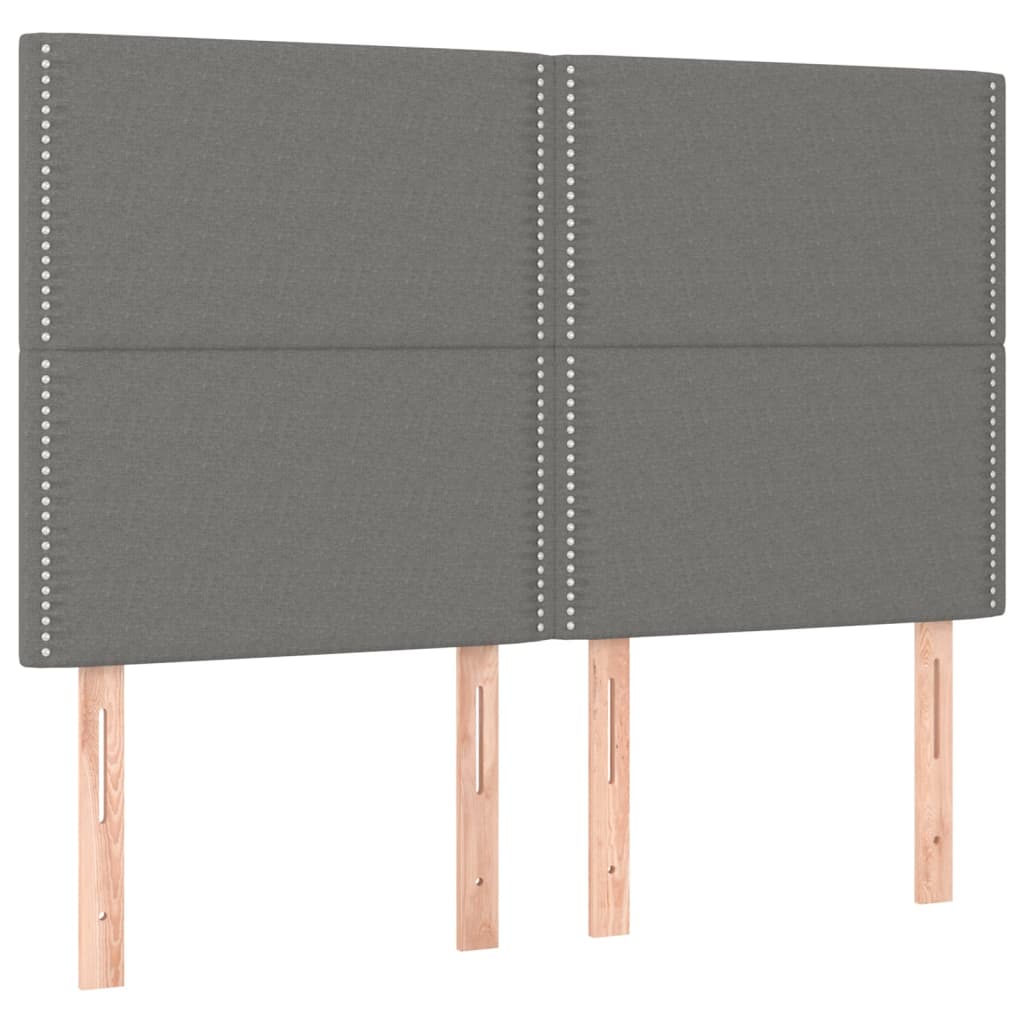 Bed frame with headboard dark grey 140x200 cm fabric