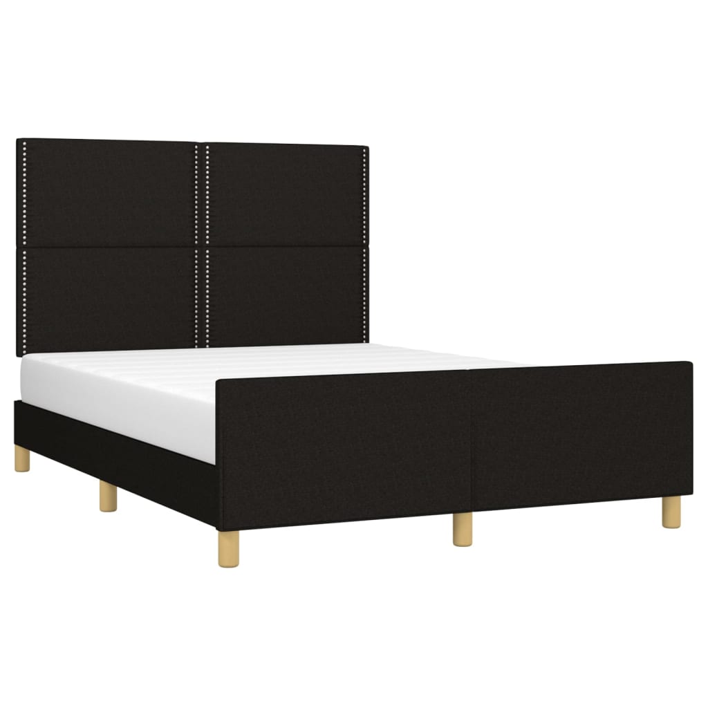 Bed frame with headboard black 140x200 cm fabric