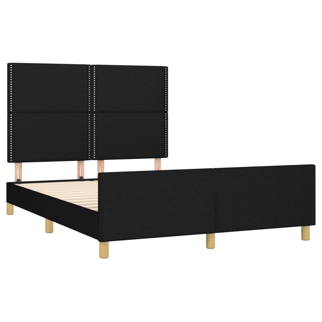 Bed frame with headboard black 140x200 cm fabric