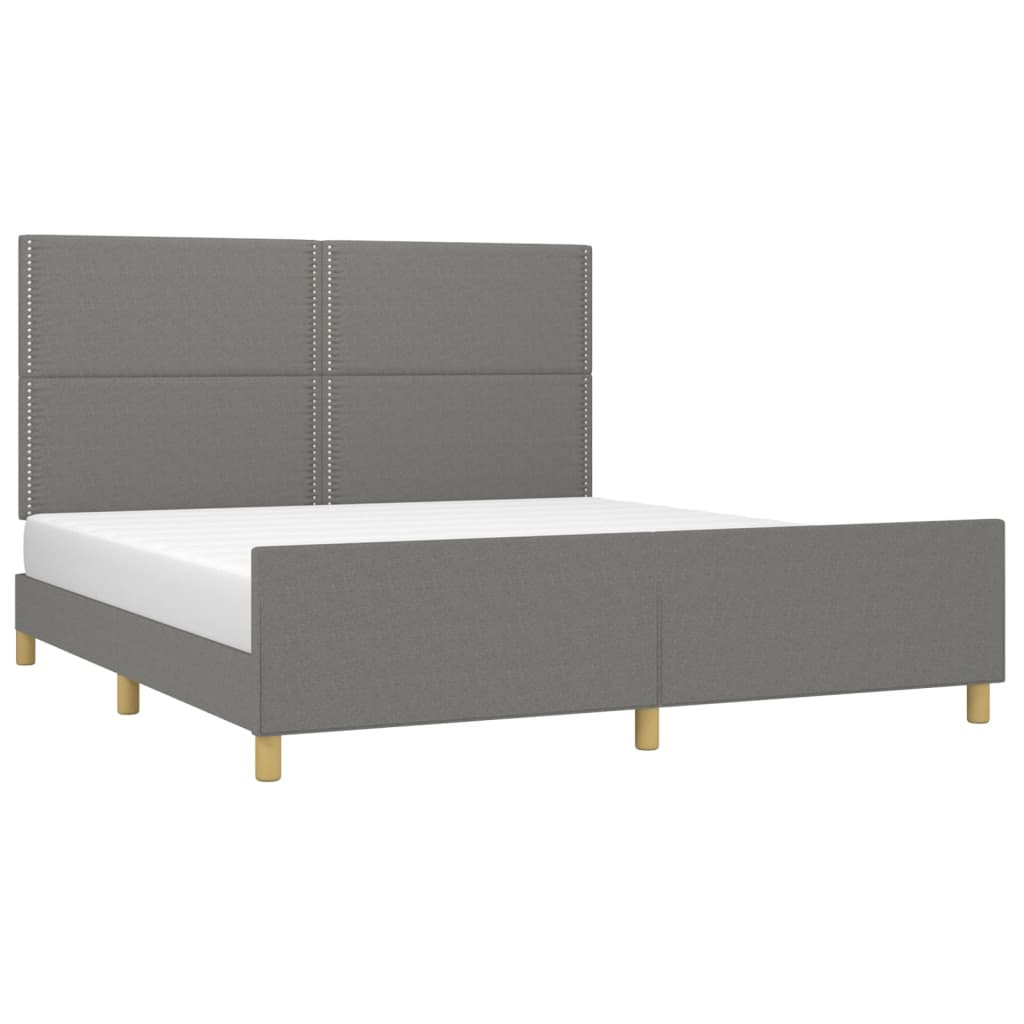Bed frame with headboard dark grey 160x200 cm fabric