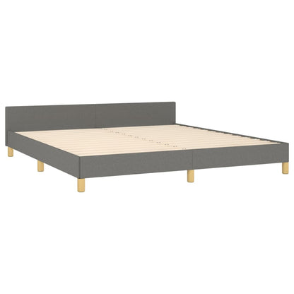 Bed frame with headboard dark grey 160x200 cm fabric