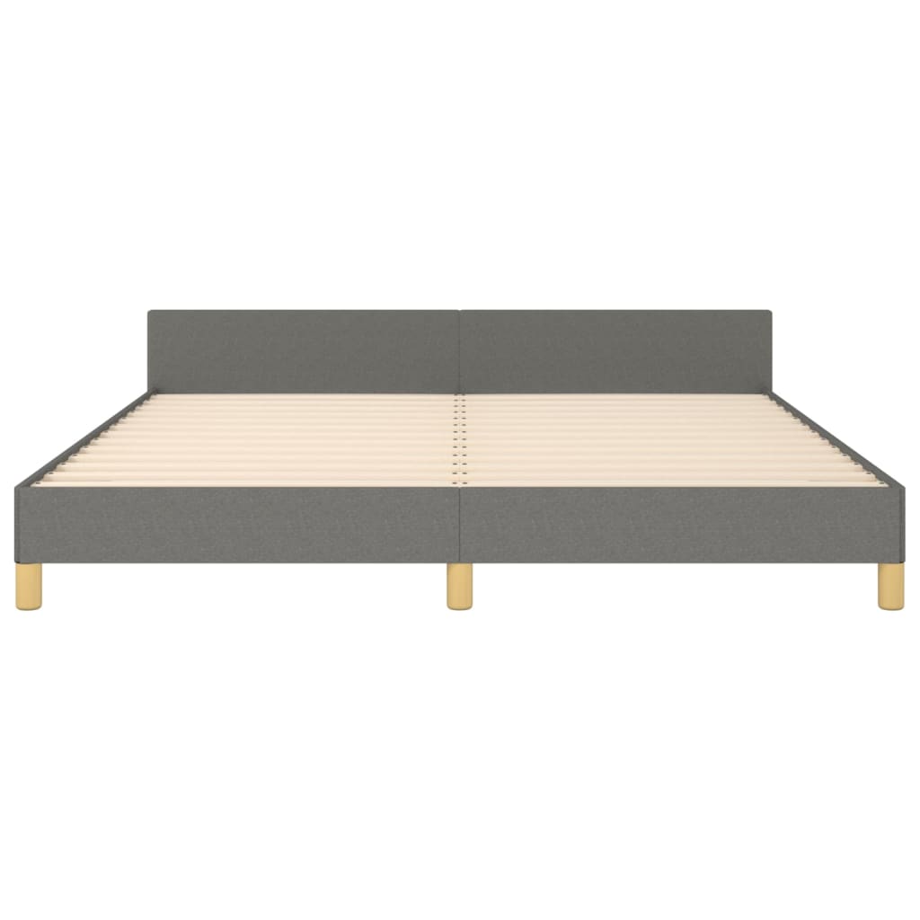 Bed frame with headboard dark grey 160x200 cm fabric