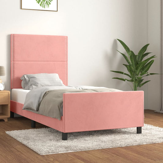 Bed frame with headboard pink 90x200 cm velvet