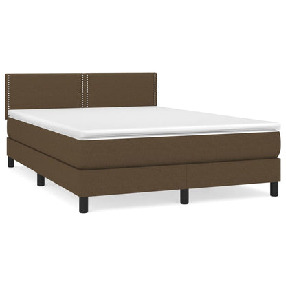 Box spring krevet s madracem tamno smeđa tkanina 140x200 cm