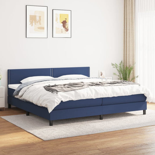Box spring krevet s madracem plava 200x200 cm tkanina
