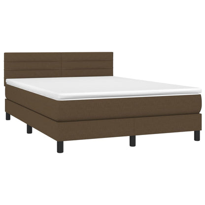 Box spring krevet s madracem tamno smeđa tkanina 140x200 cm