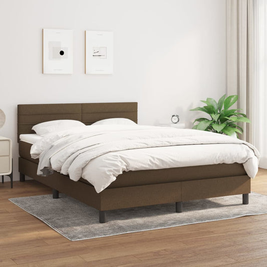 Box spring krevet s madracem tamno smeđa tkanina 140x200 cm