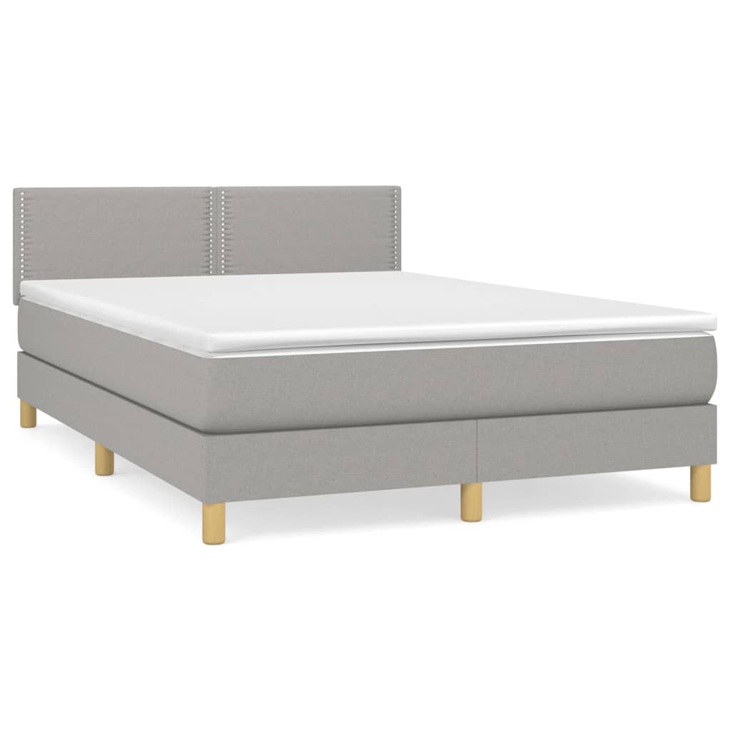 Box spring bed with mattress light grey 140x200 cm fabric
