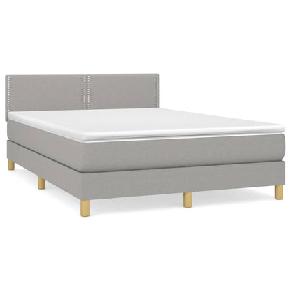 Box spring bed with mattress light grey 140x200 cm fabric